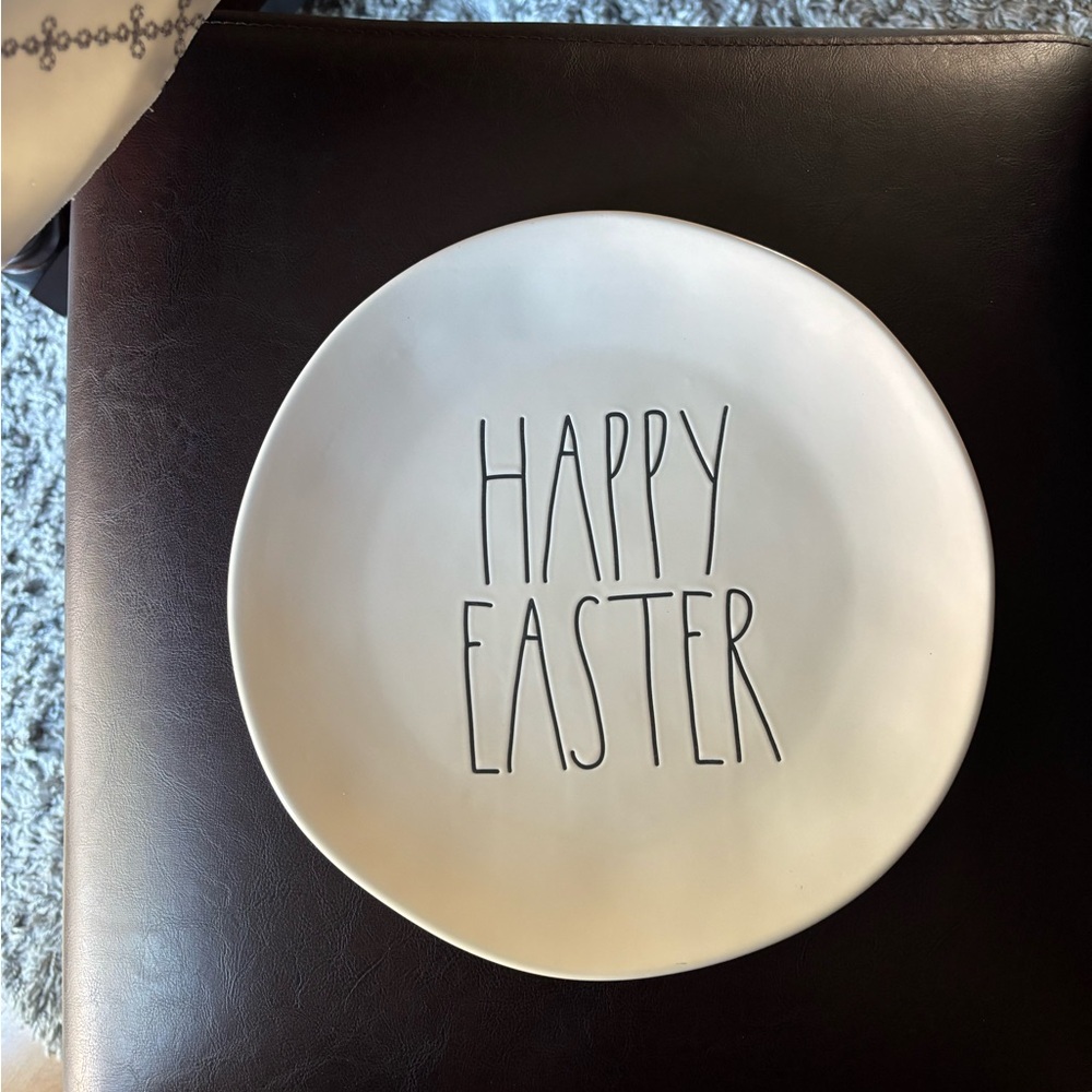 Rae Dunn Cream 'Happy Easter' Plate